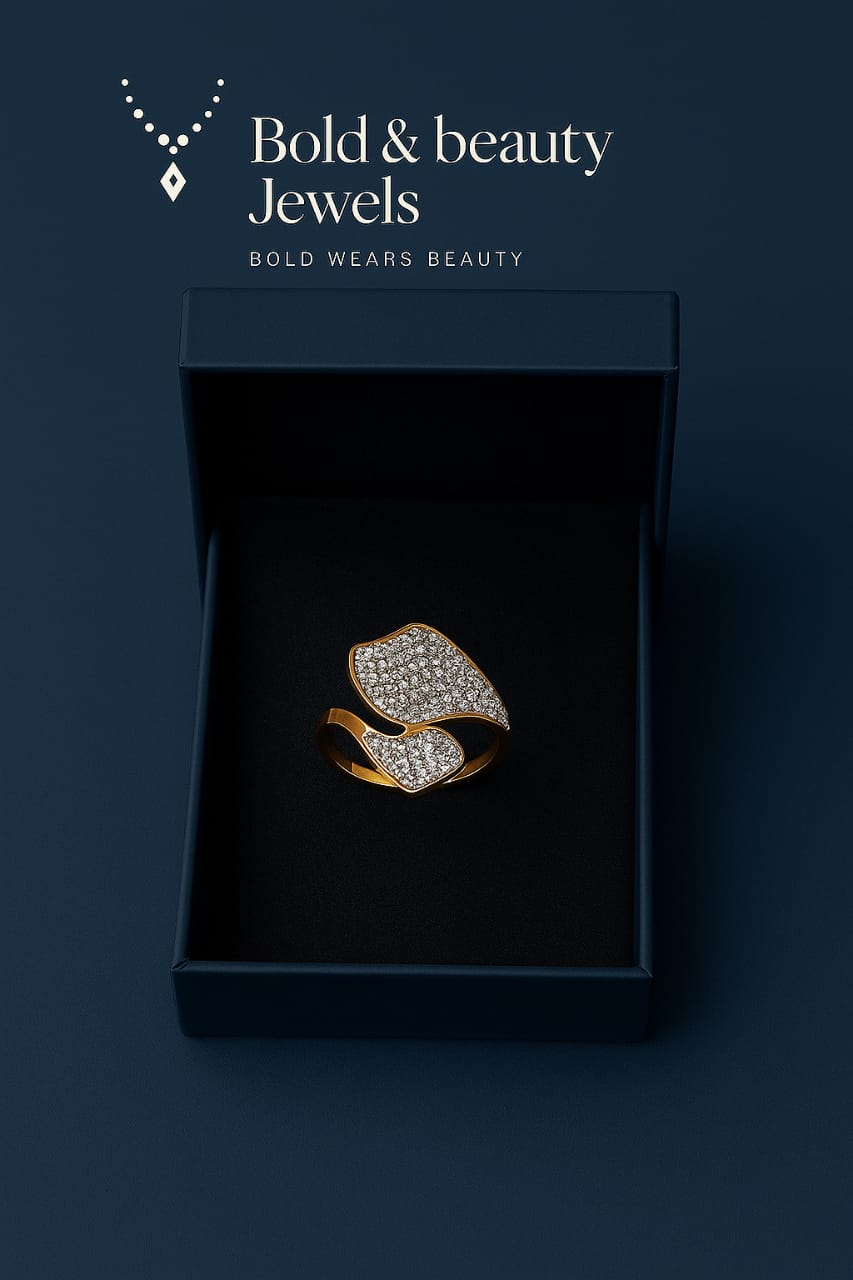 Bold & Beauty Jewels – Gold-Plated Designer Statement Ring with American Diamonds