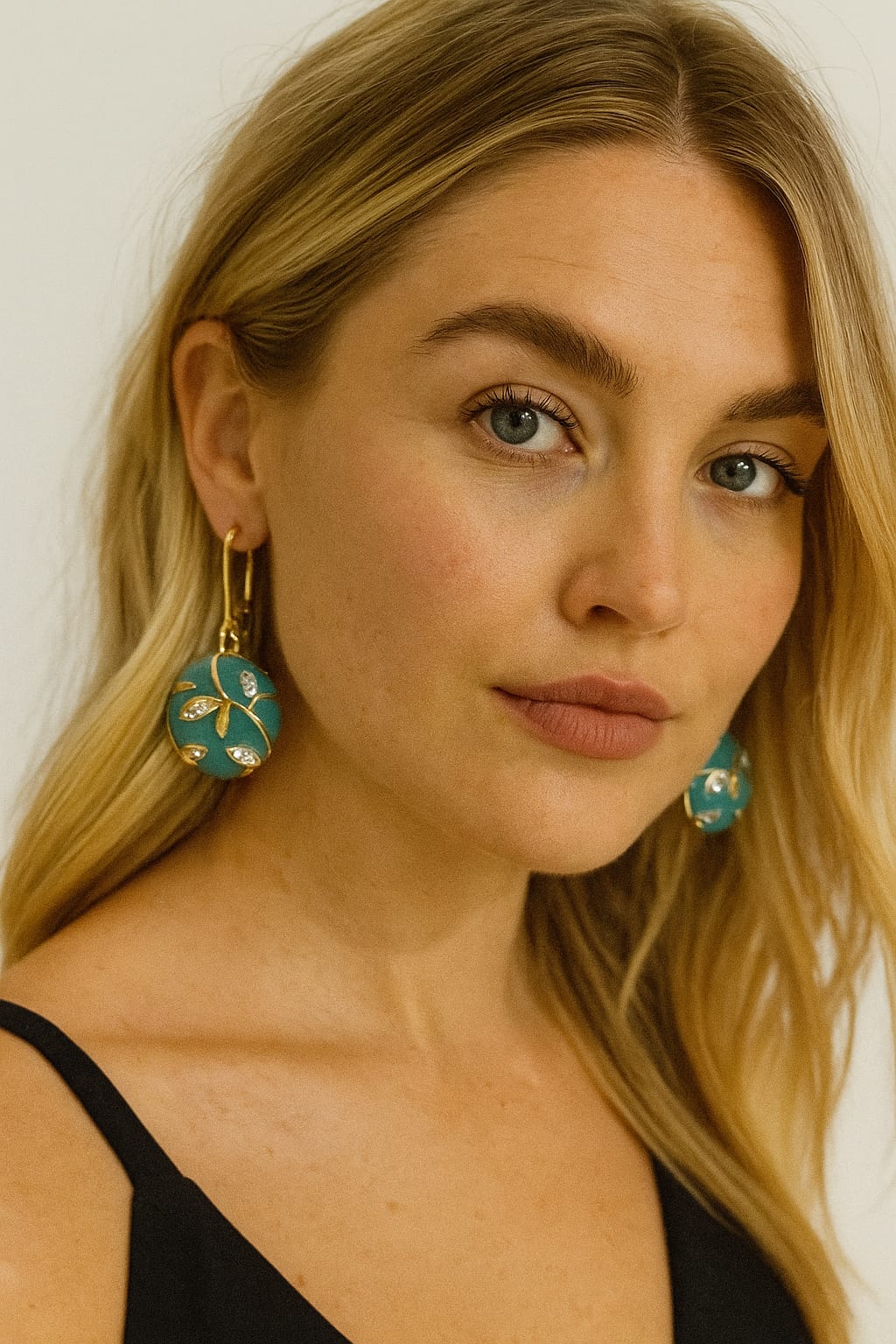 Turquoise Floral Drop Earrings – Bold Artistry Meets Timeless Glamour