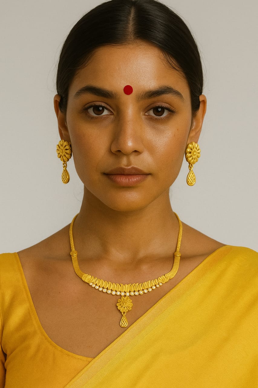 Bold & Beauty Jewels – Yellow Floral Necklace & Earring Set