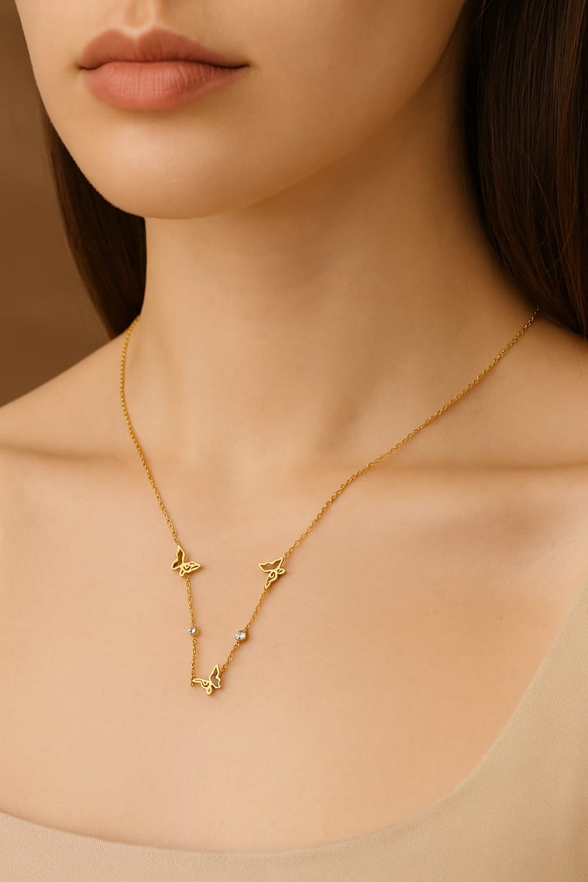 Butterfly Charm Gold Plated Necklace – Elegant Minimalist Jewelry for Women