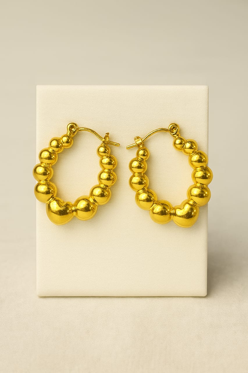 Bold Gold-Tone Beaded Hoop Earrings for Women
