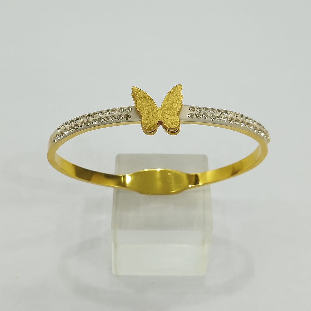 Gold Butterfly Bangle with Sparkling Stones – Elegant Women’s Bracelet