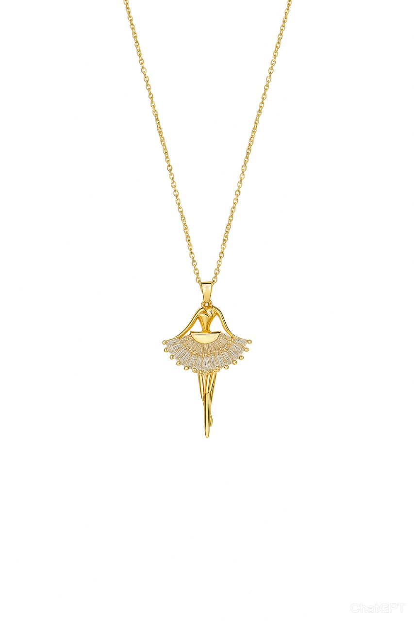 Graceful Ballerina Gold Pendant Necklace for Women
