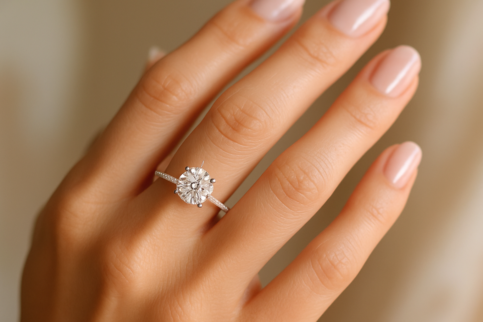 a girls hand with a beautiful ring