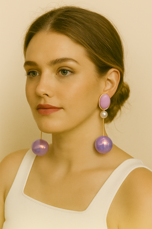 Elegant Pink & Pearl Long Drop Earrings for Women – Stylish Statement Jewelry