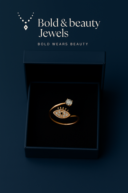 Evil Eye Open Band Ring – Protection Meets Sparkle