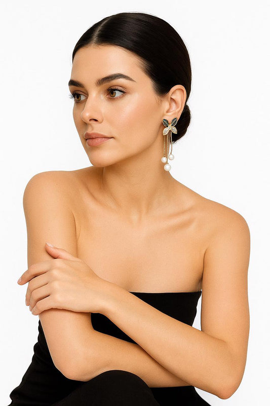 Butterfly Pearl Drop Statement Earrings – Elegant & Stylish Artificial Jewelry for Women*