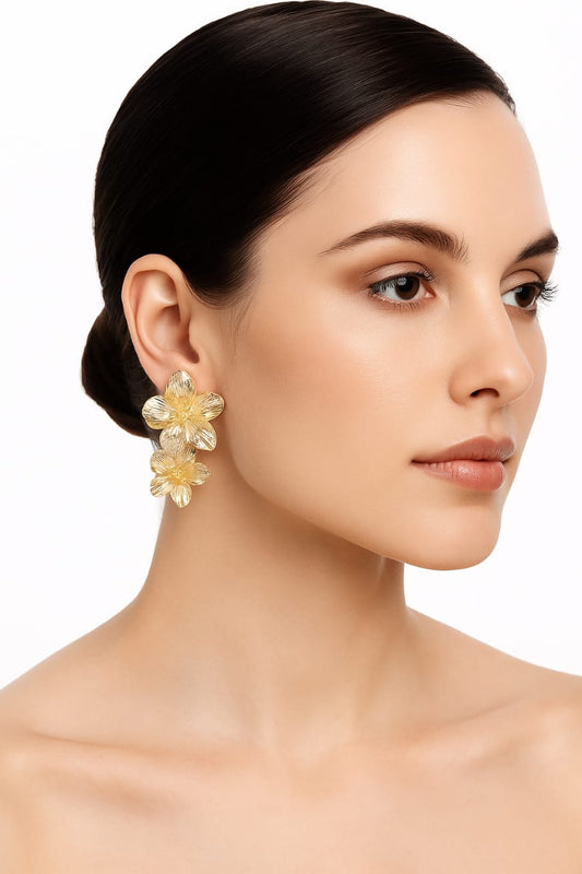 Bold Floral Statement Earrings | Gold-Tone Artificial Jewelry by Bold & Beauty Jewels