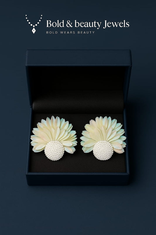 Iridescent Floral Stud Earrings | Bold & Beauty Jewels