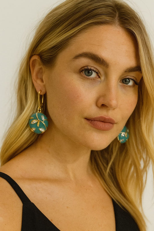 Turquoise Floral Drop Earrings – Bold Artistry Meets Timeless Glamour