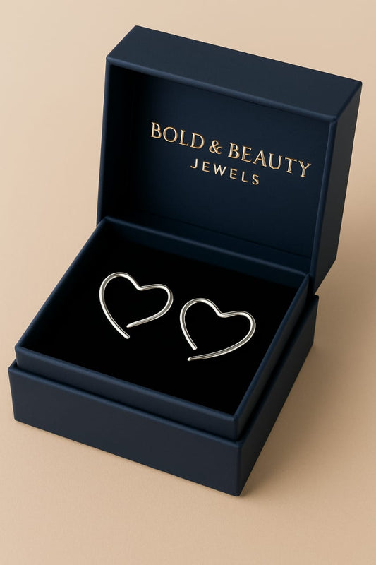 Silver Open Heart Hoop Earrings – Minimal Chic Love Statement by Bold & Beauty Jewels