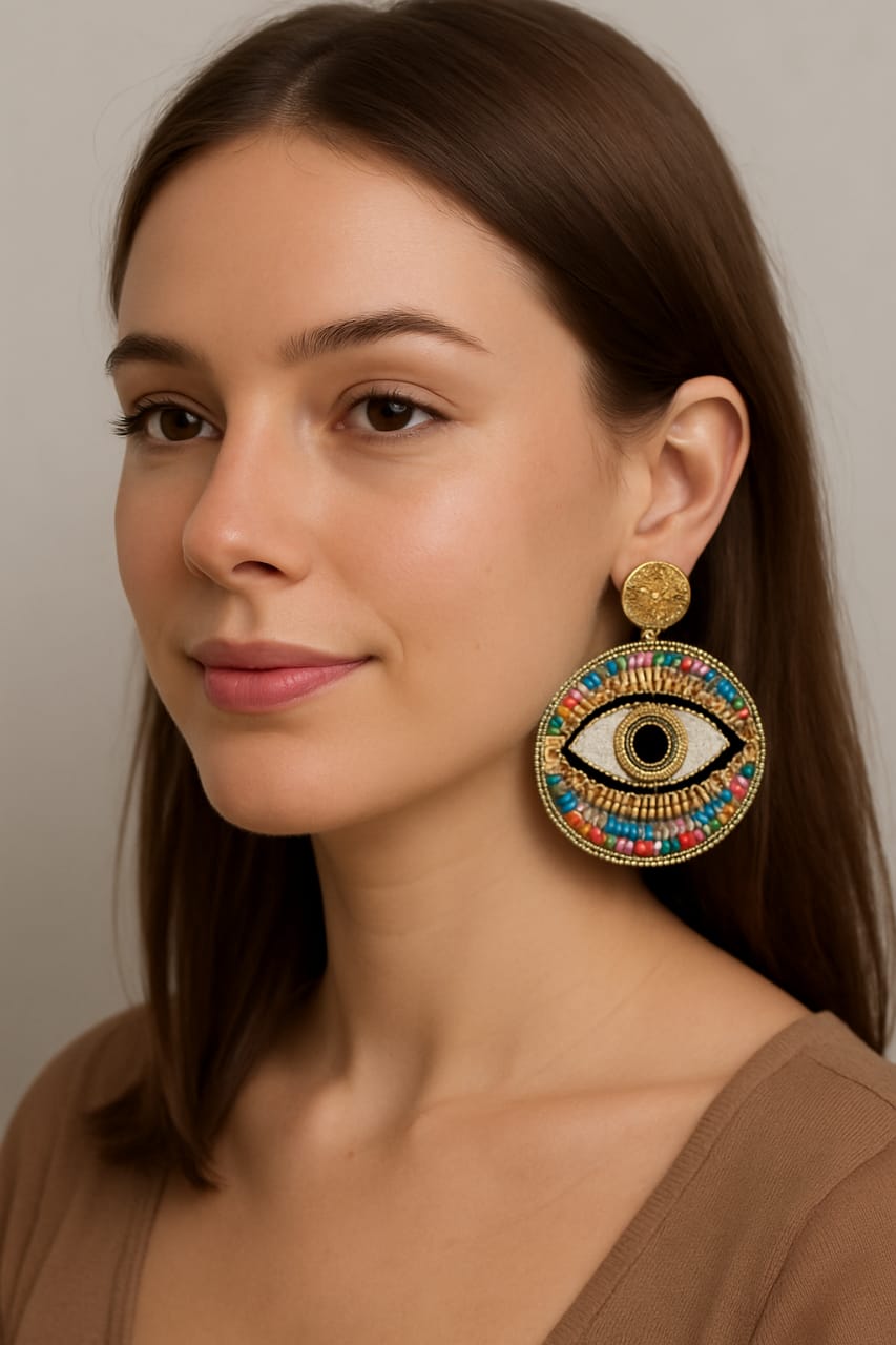 Bold Evil Eye Statement Earrings – Multicolor Beaded Boho Jewelry by Bold & Beauty Jewels