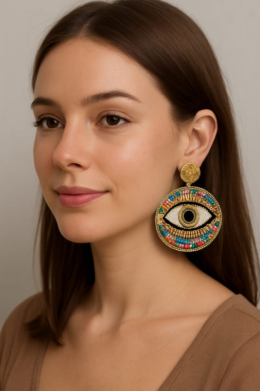 Bold Evil Eye Statement Earrings – Multicolor Beaded Boho Jewelry by Bold & Beauty Jewels