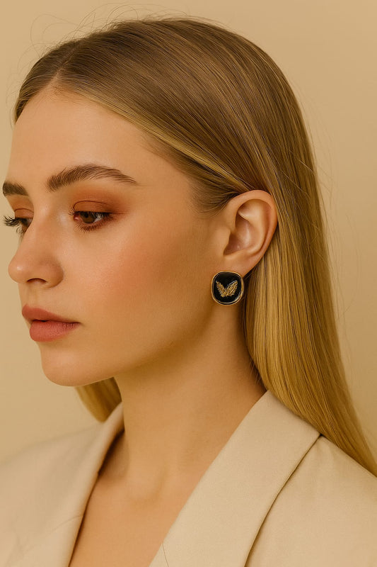 Elegant Butterfly Stud Earrings – Black & Gold | Bold and Beauty Jewels