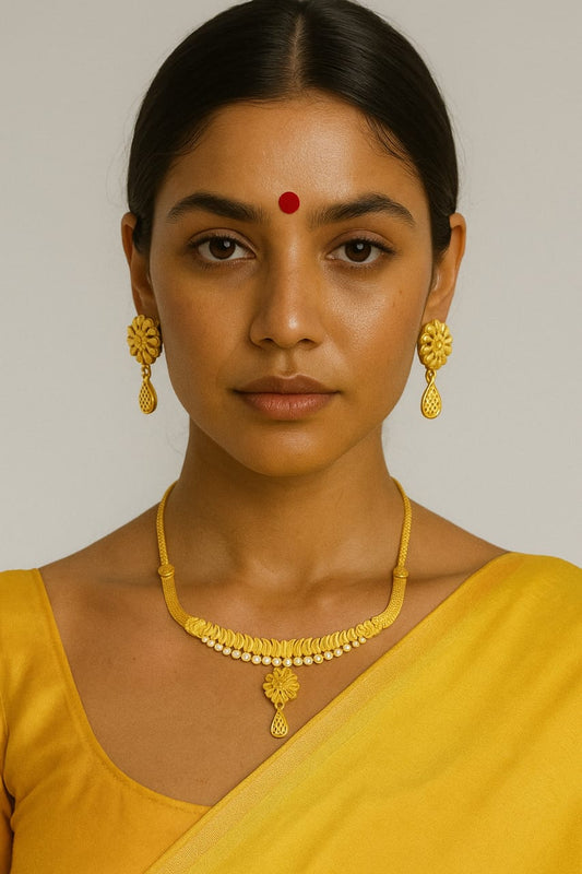 Bold & Beauty Jewels – Yellow Floral Necklace & Earring Set
