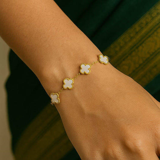 Bold & Beauty Jewels – Elegant White Clover Charm Bracelet