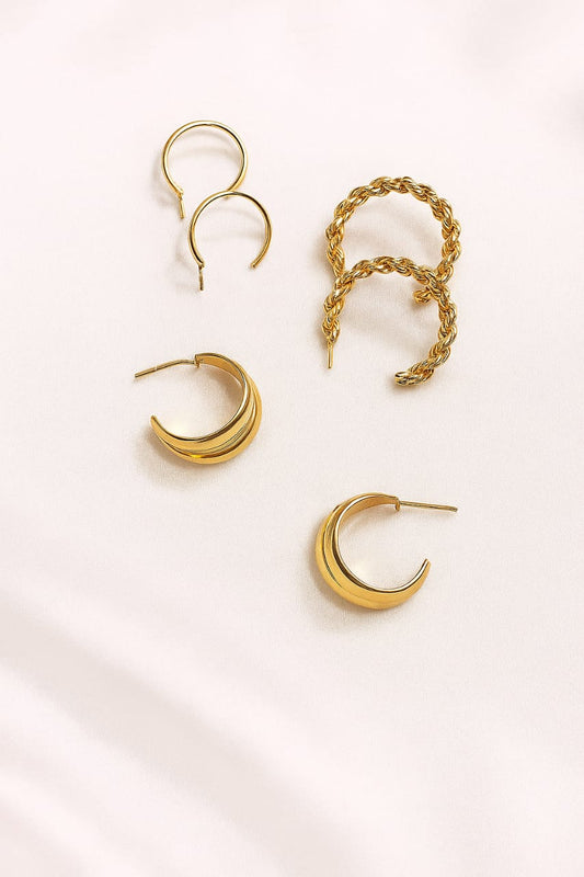 Golden Trio Hoop Earring Set