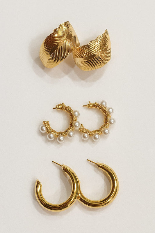 Golden Artistry: Luxurious Triple Hoop Set