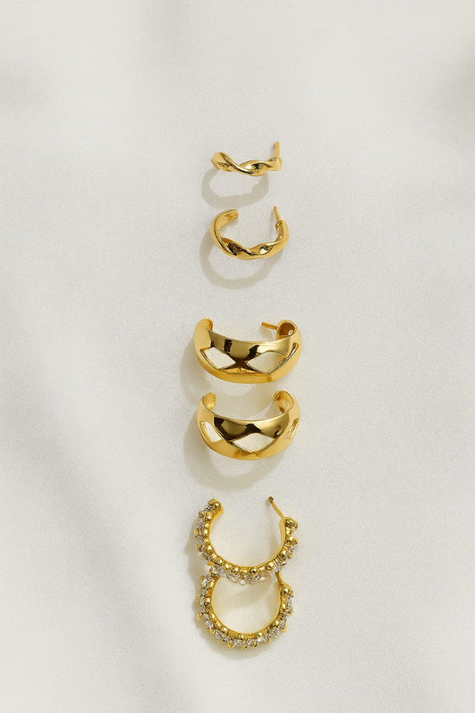 Bold & Beauty Jewels – Luxe Gold-Tone Hoop Earring Set (Pack of 3)