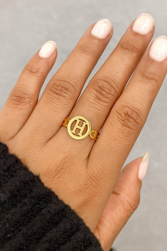 Gold-Plated Alphabet “H” Ring – Elegant & Personalized Jewelry Gift