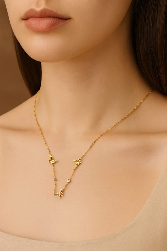 Butterfly Charm Gold Plated Necklace – Elegant Minimalist Jewelry for Women