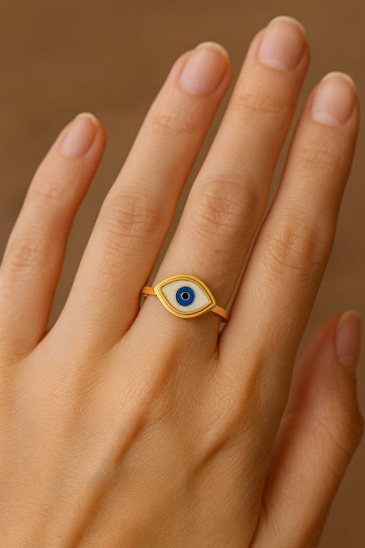 Evil Eye Protection Gold Plated Ring – Stylish Good Luck Jewelry for Women