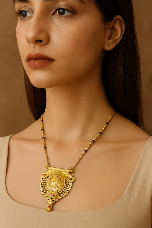 Traditional Temple Design Gold Plated Necklace – Ethnic Bridal & Festive Jewelry