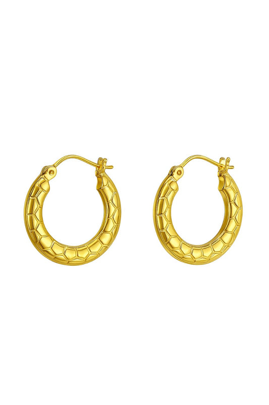 Classic Gold-Tone Textured Hoop Earrings for Women