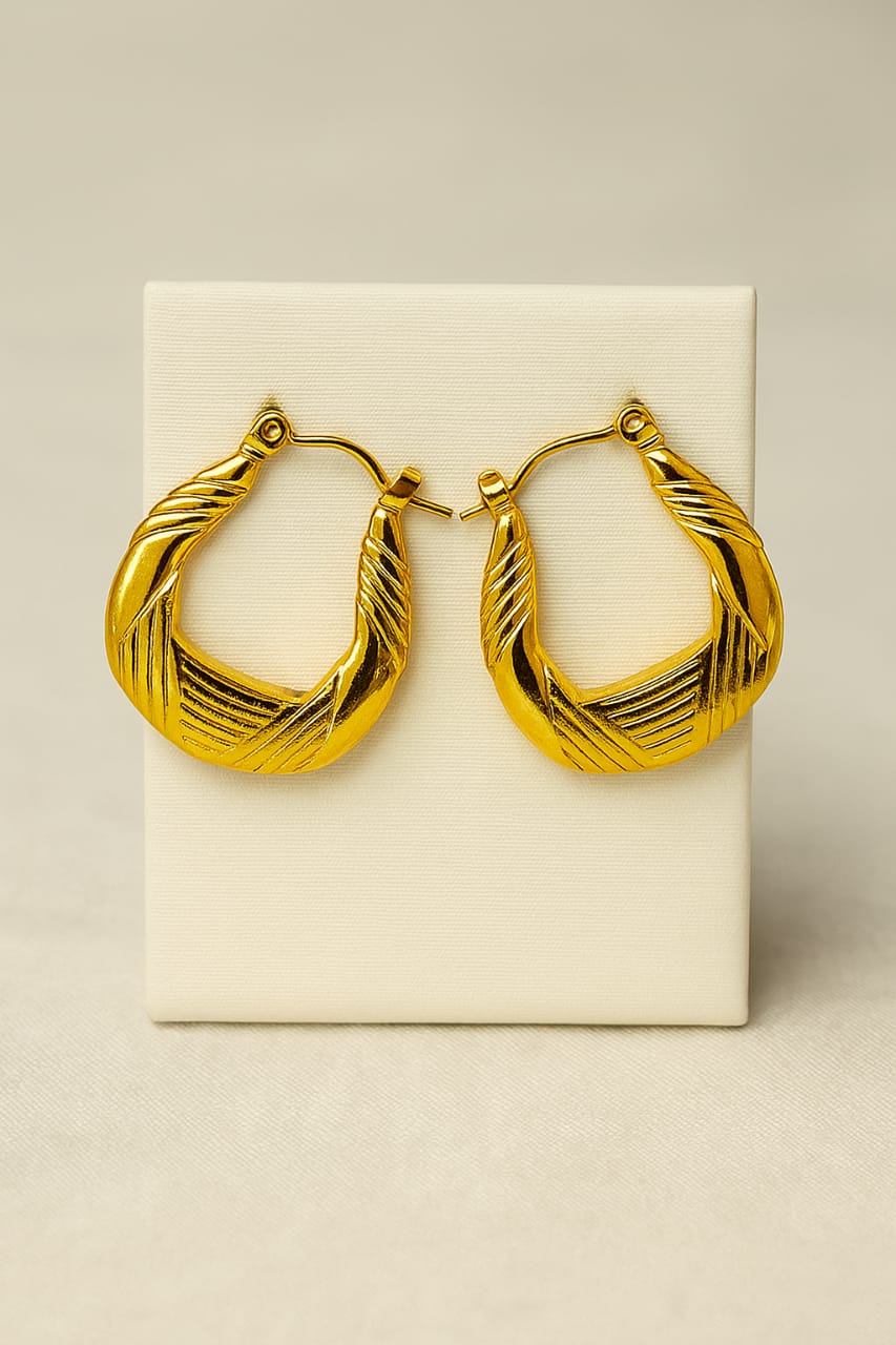 Elegant Gold-Tone Textured Hoop Earrings for Women
