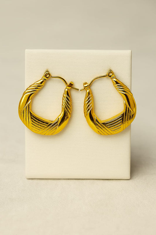 Elegant Gold-Tone Textured Hoop Earrings for Women
