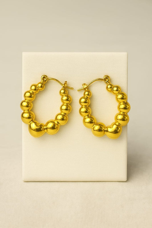 Bold Gold-Tone Beaded Hoop Earrings for Women