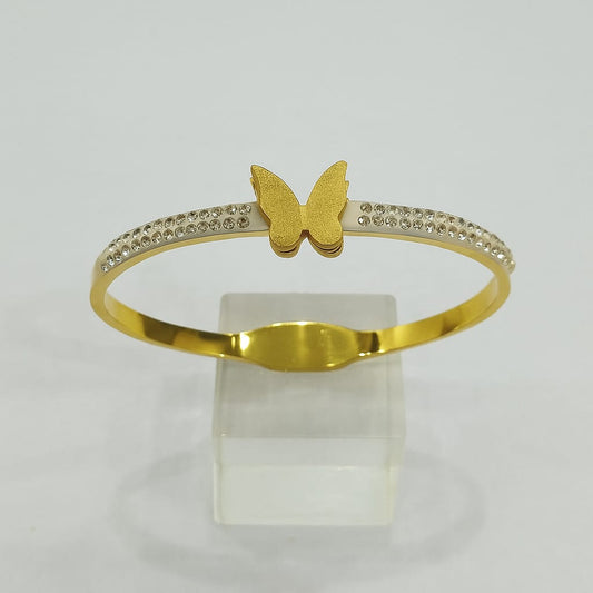 Gold Butterfly Bangle with Sparkling Stones – Elegant Women’s Bracelet