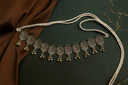 Oxidized Silver Antique Necklace Set with Earrings – Ethnic Statement Jewelry