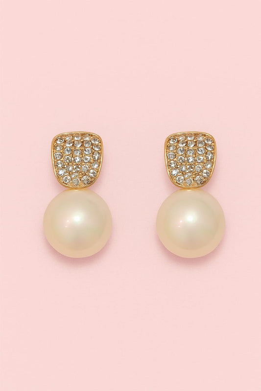 Elegant Pearl and Crystal Stud Earrings – Classic Statement Jewelry