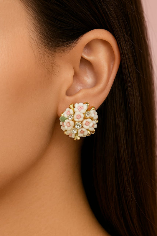 Floral Crystal Stud Earrings | Vintage-Inspired Bloom Earrings by BBJewels