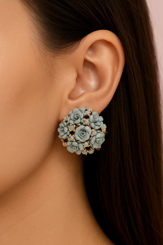 Floral Cluster Stud Earrings – Elegant Statement Jewelry for Women