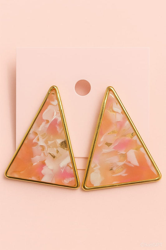 Geometric Triangle Stud Earrings – Pastel Resin Statement Jewelry