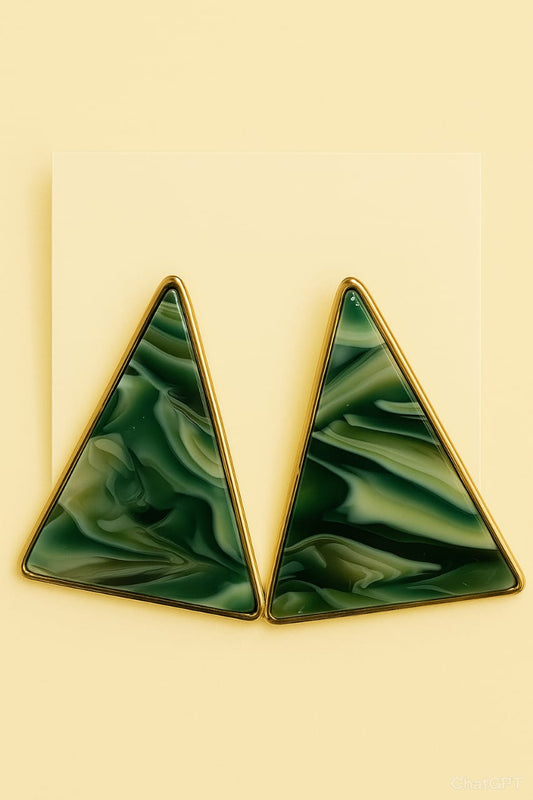 Bold Green Geometric Triangle Earrings | Statement Jewelry by BBJewels