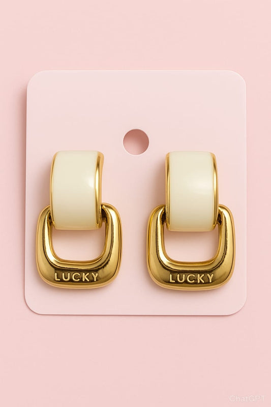 Trendy Gold & Enamel Hoop Earrings | Lucky Charm Statement Earrings by BBJewels