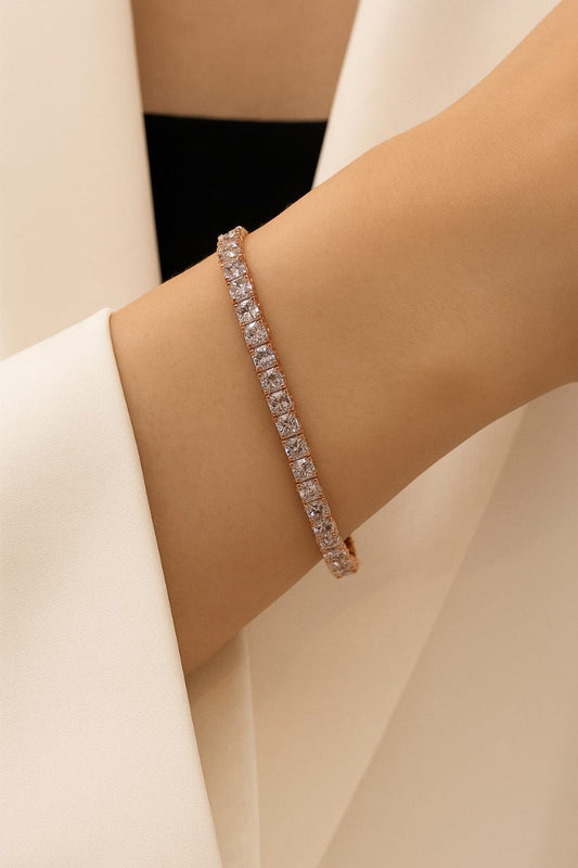 Elegant Rose Gold Tennis Bracelet – Sparkling CZ Diamond Bangle for Women