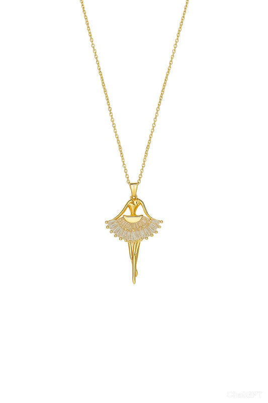 Graceful Ballerina Gold Pendant Necklace for Women
