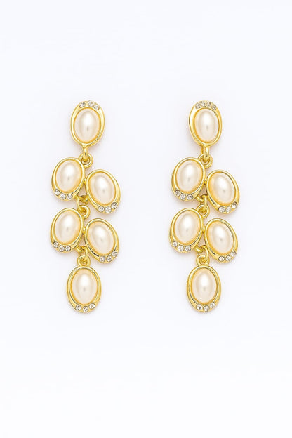 Gold-Plated Pearl Drop Earrings – Elegant Statement Jewelry for Women
