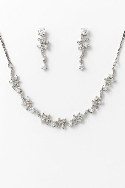 Sparkling Floral Necklace & Earring Set – Premium Imitation Jewellery